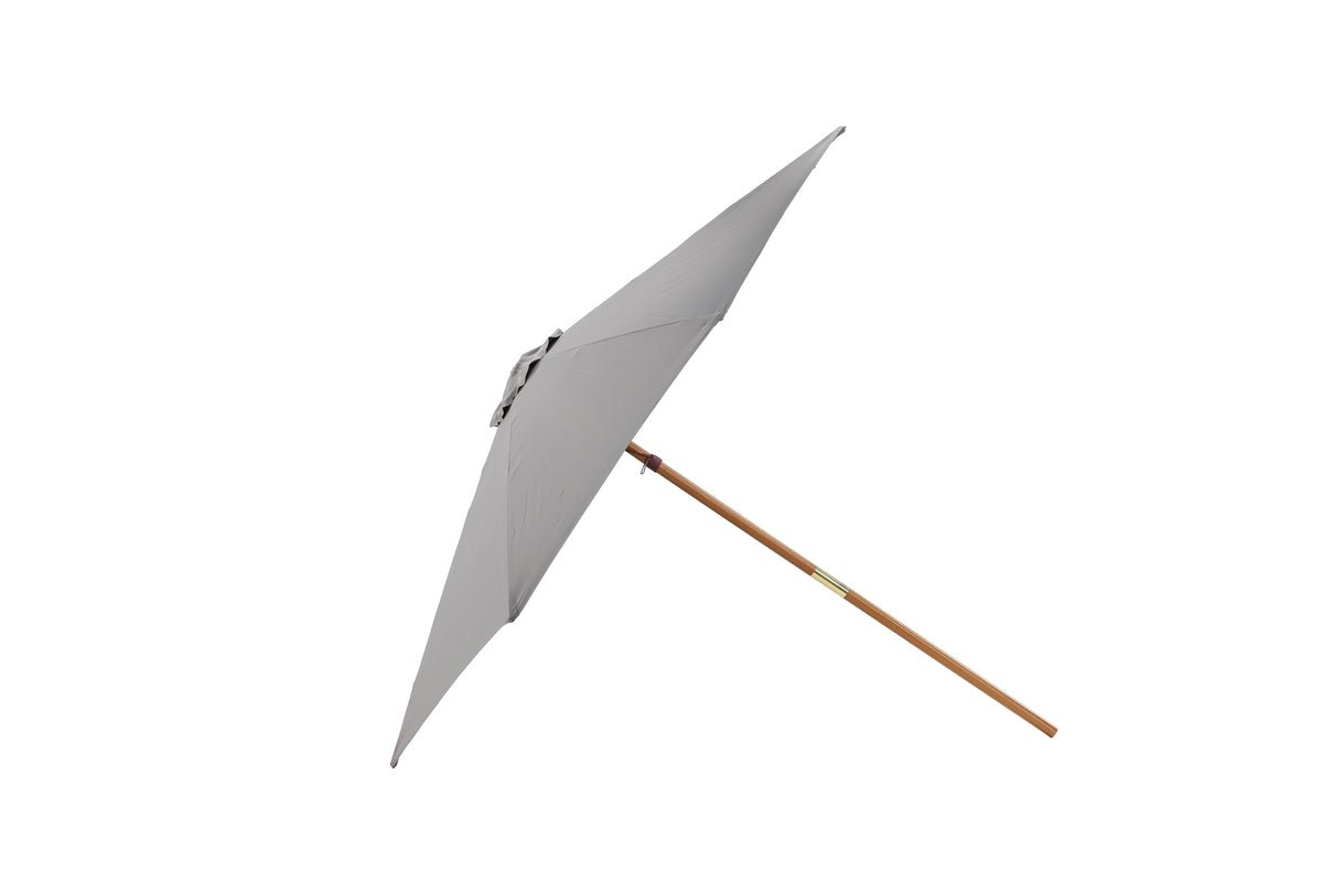 Slnečník Frida – Ø300 cm v sivej farbe s dreveným rámom z bukového dreva