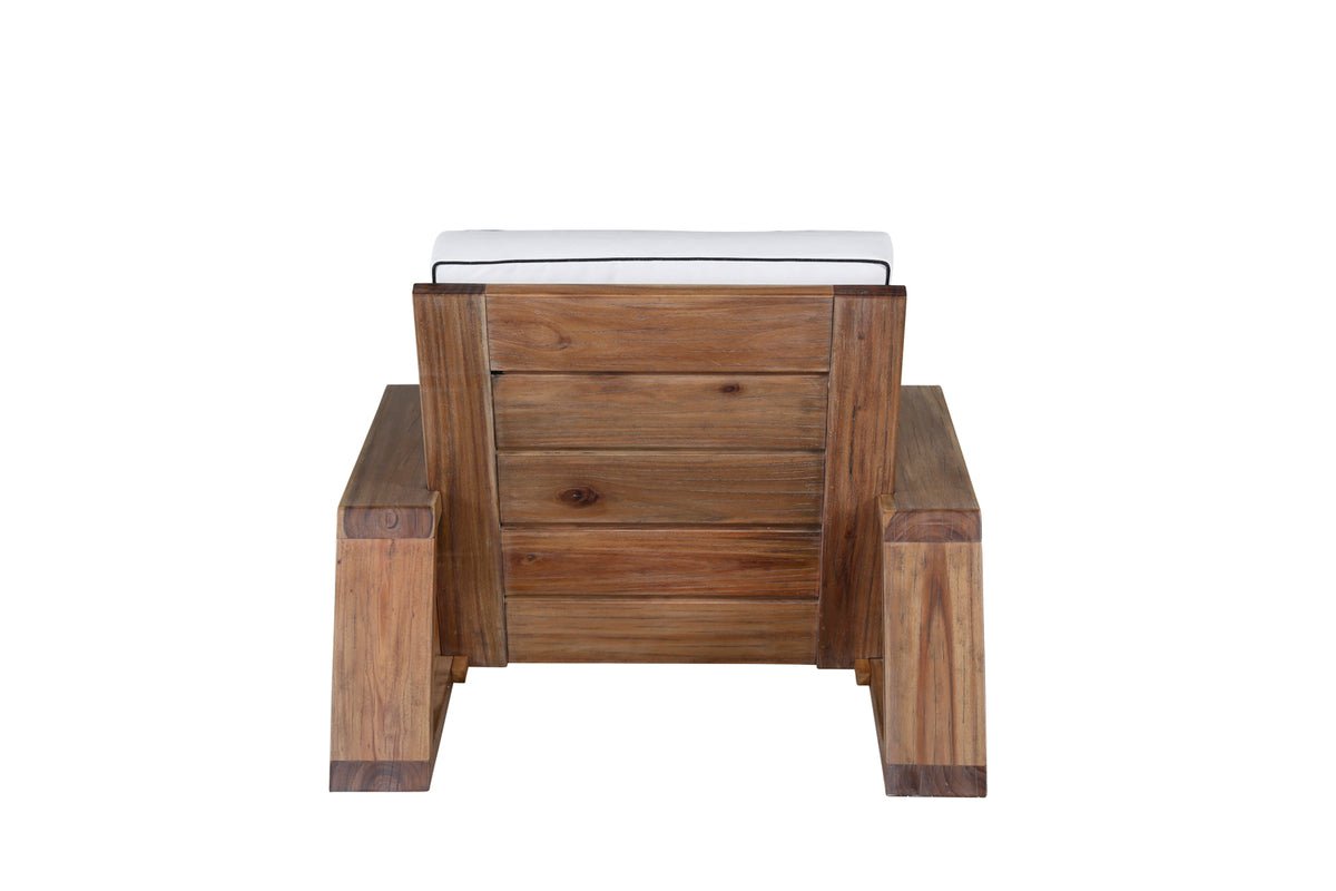 Záhradné leňošné kreslo Daria - z akáciového dreva s bielymi vankúšmi