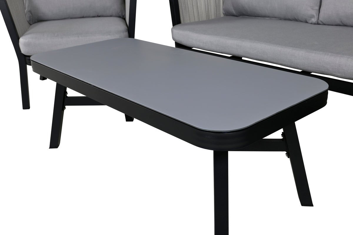 Záhradná sedacia súprava Mira – 4-dielna súprava so sivou sklennou doskou