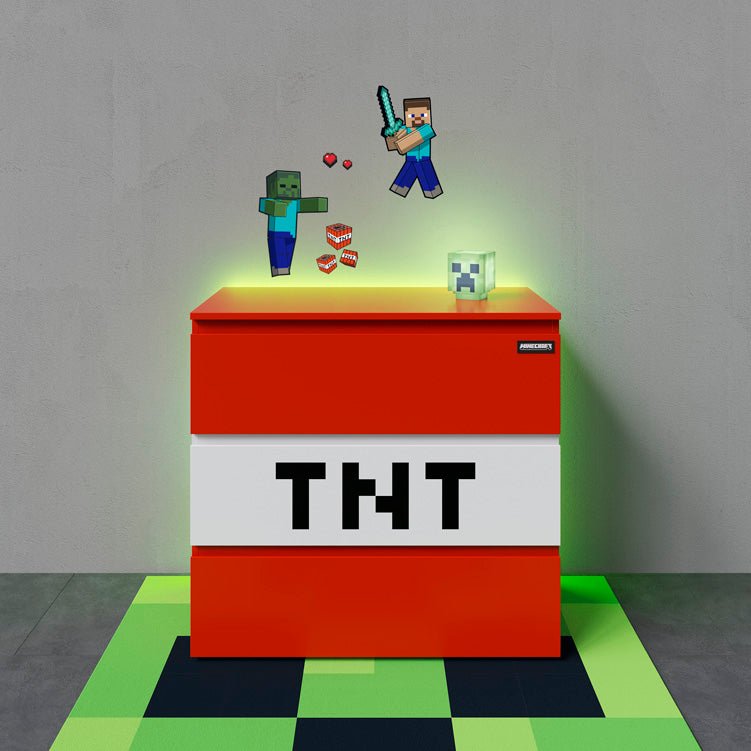 Minecraft komoda „TNT Box“ – s LED osvetlením a 3 zásuvkami