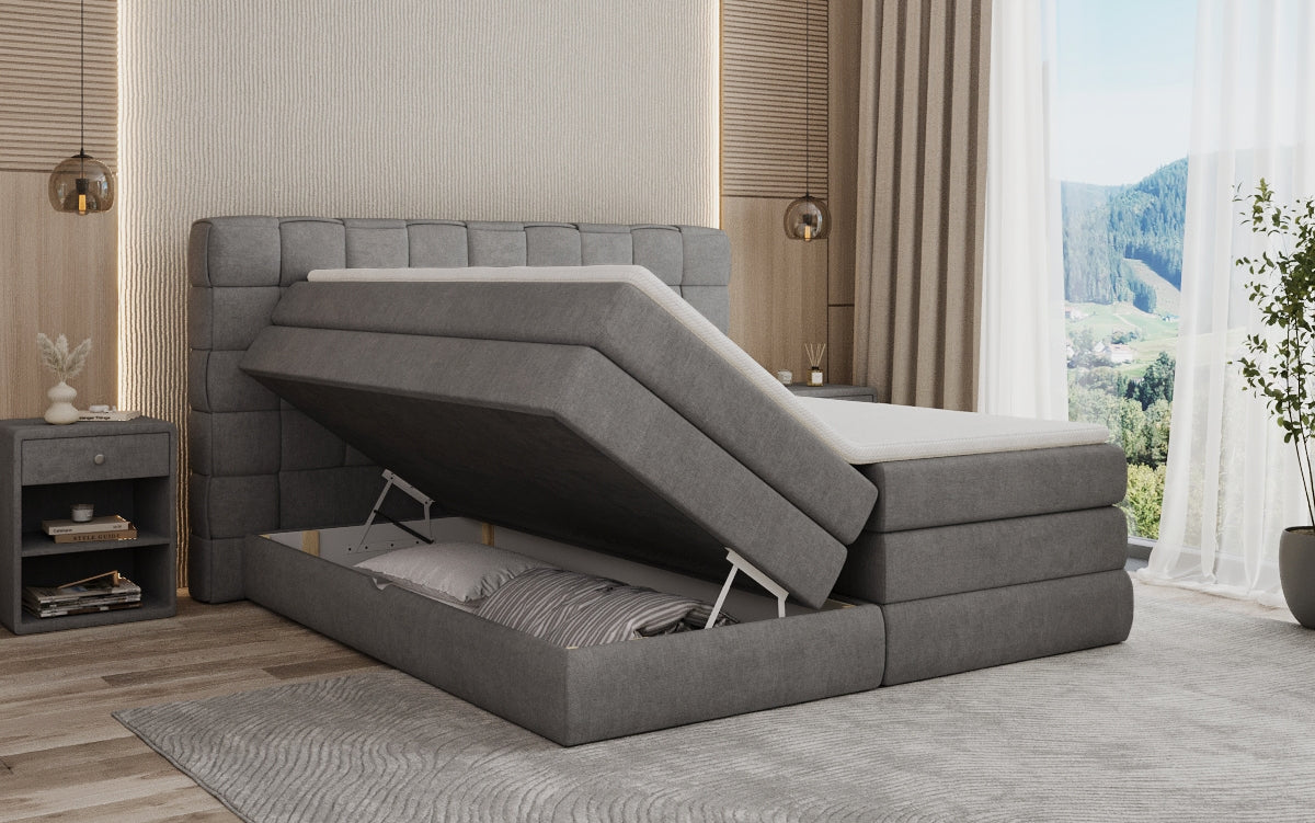 Boxspringbett Trama mit Stauraum in Stoff