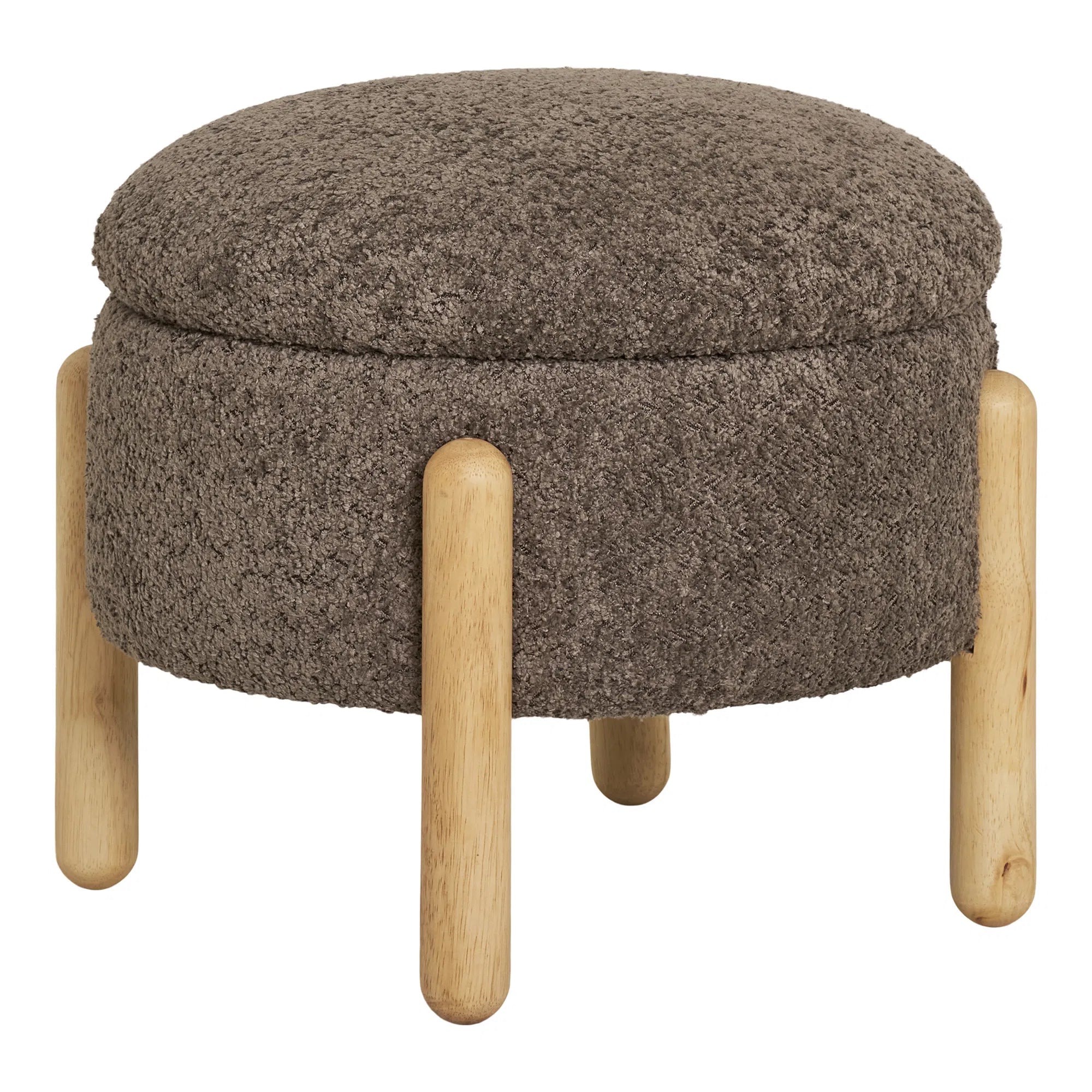 Pomocná stolička Merino Bouclé hnedá so stauraumom