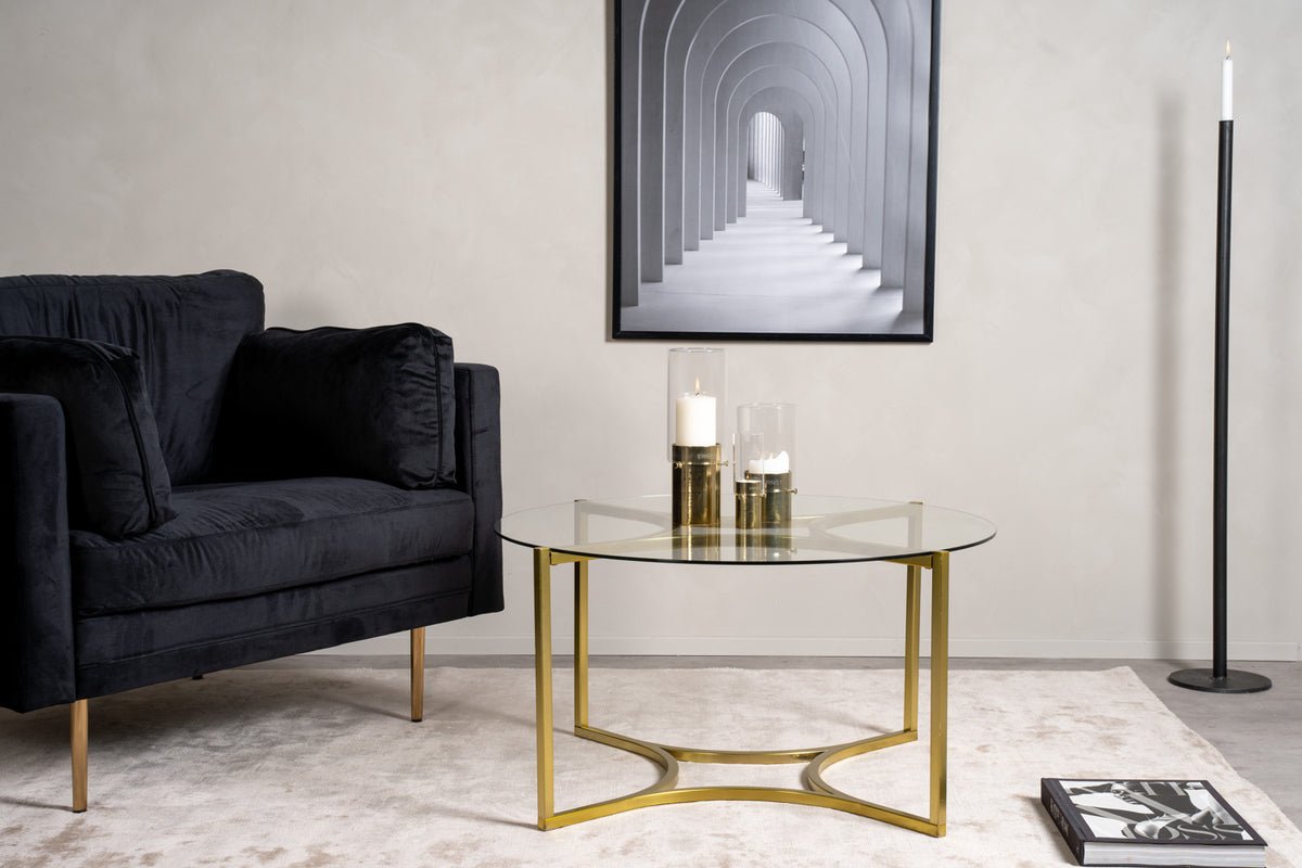 Konferenčný stolík Goldi - s okrúhlou sklenenou doskou