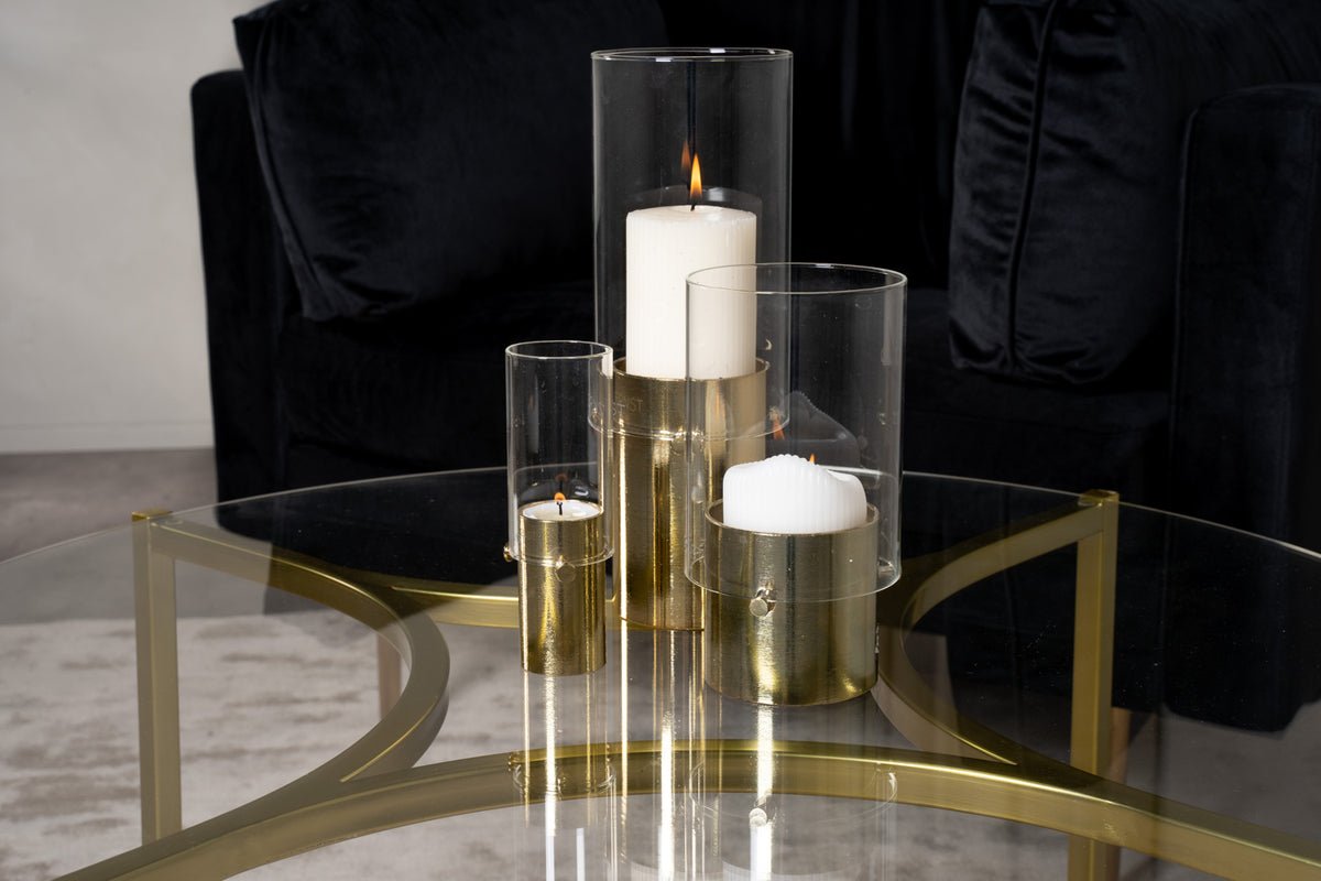 Konferenčný stolík Goldi - s okrúhlou sklenenou doskou