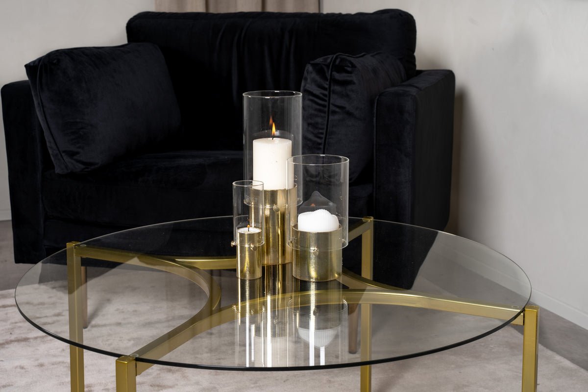 Konferenčný stolík Goldi - s okrúhlou sklenenou doskou