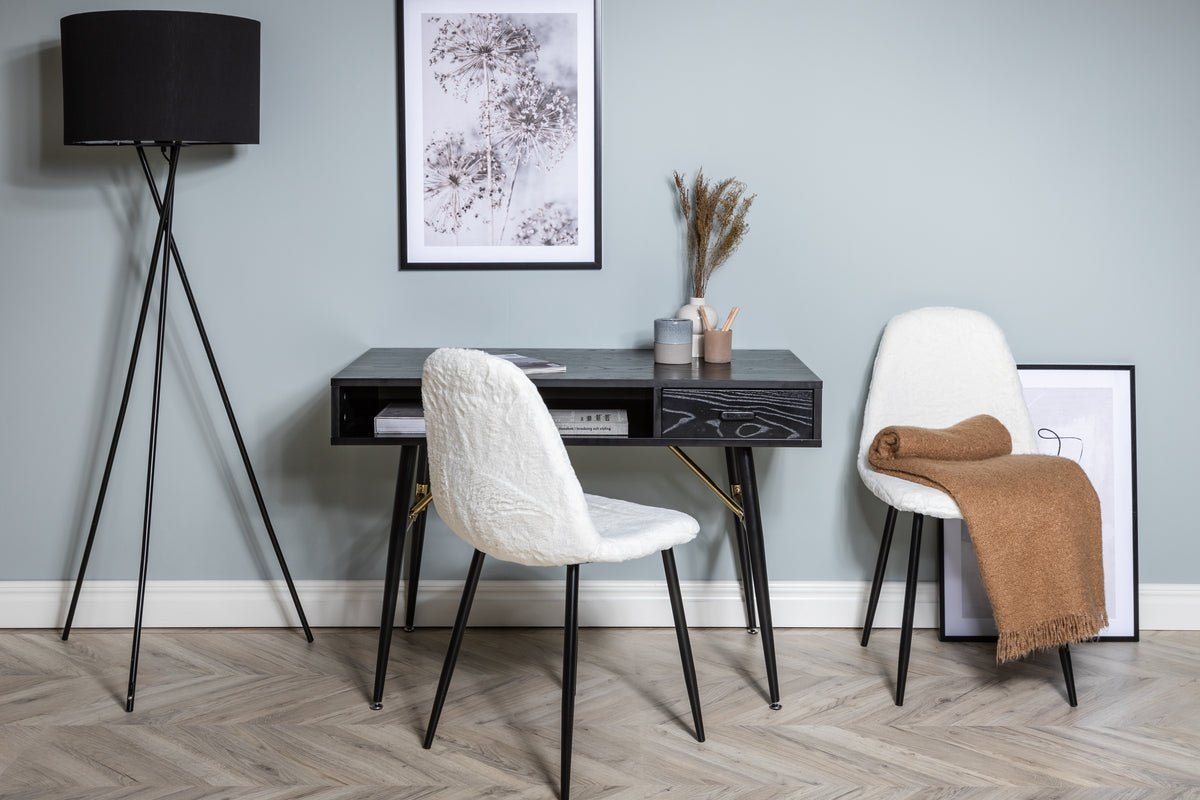 Písací stôl Aluri - s čiernym dyhovaním a mosadznými detailmi