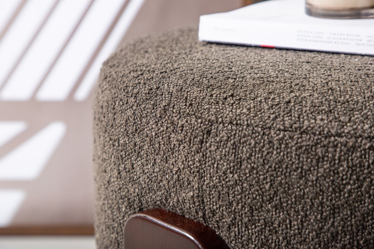 Prídavná stolička Carmelo – okrúhla stolička z bouclé Antracit (Ø 50 cm)