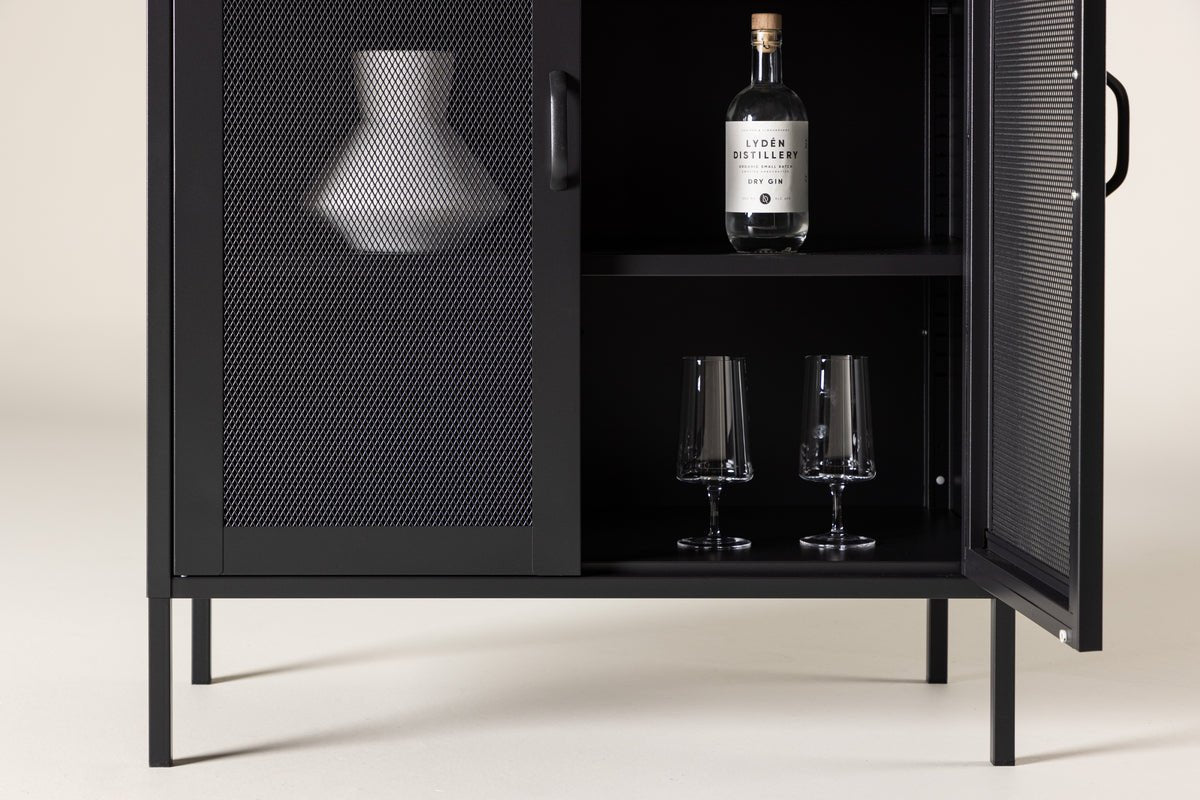 Komoda Faylen – priemyselný dizajn v Czarny, Bielá & Sivá