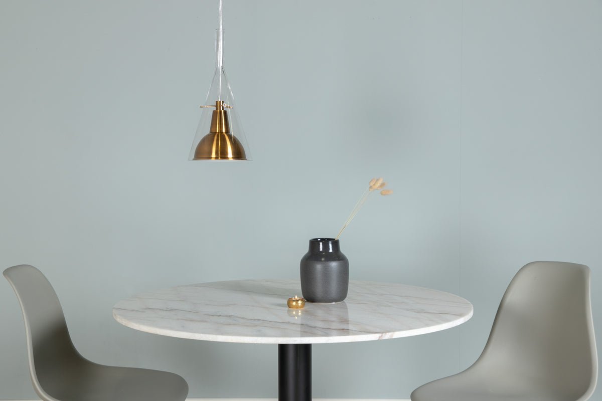 Závesné svietidlo „Impala" – z hliníka v mosadznej farbe