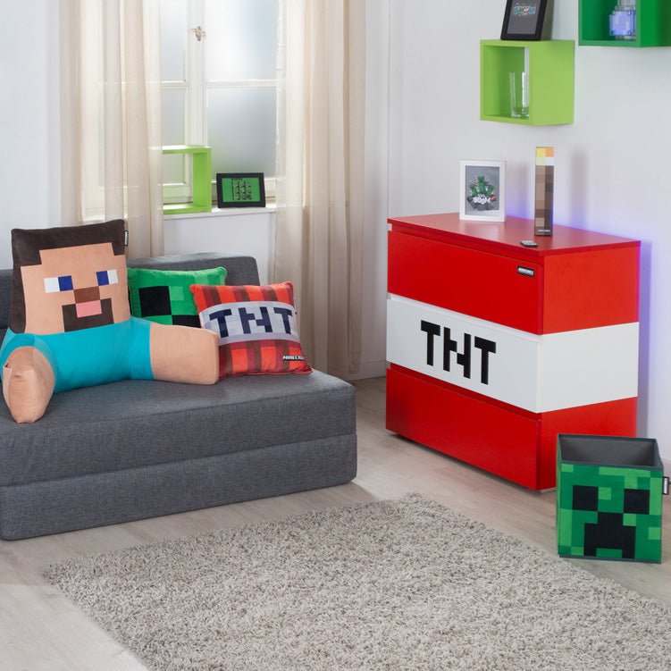 Minecraft čítací vankúš „Steve“ – relaxačný vankúš s oporou chrbta a rúk
