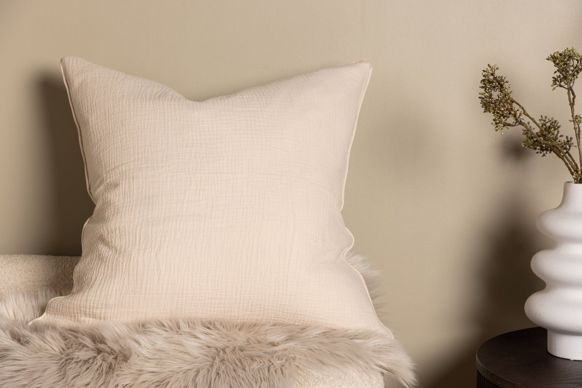 Poťah na vankúš Moments - 60x60 cm v Béžovej a Sivá z 100% bavlny