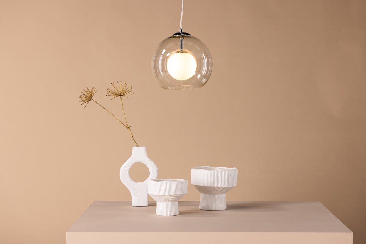 Závesné svietidlo „Chobe" – s priehľadným tienidlom z skla