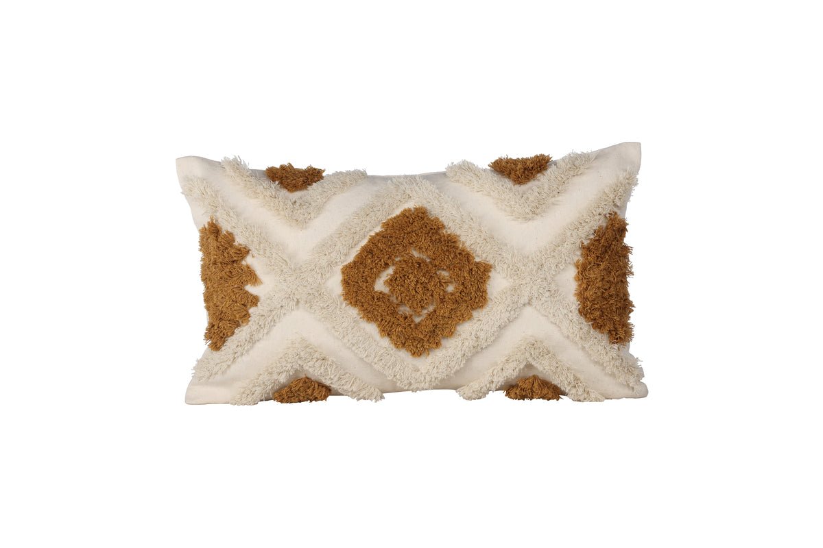 Poťah na vankúš Cadiz - 50x30 cm s hnedo-bielym kosoštvorcovým vzorom