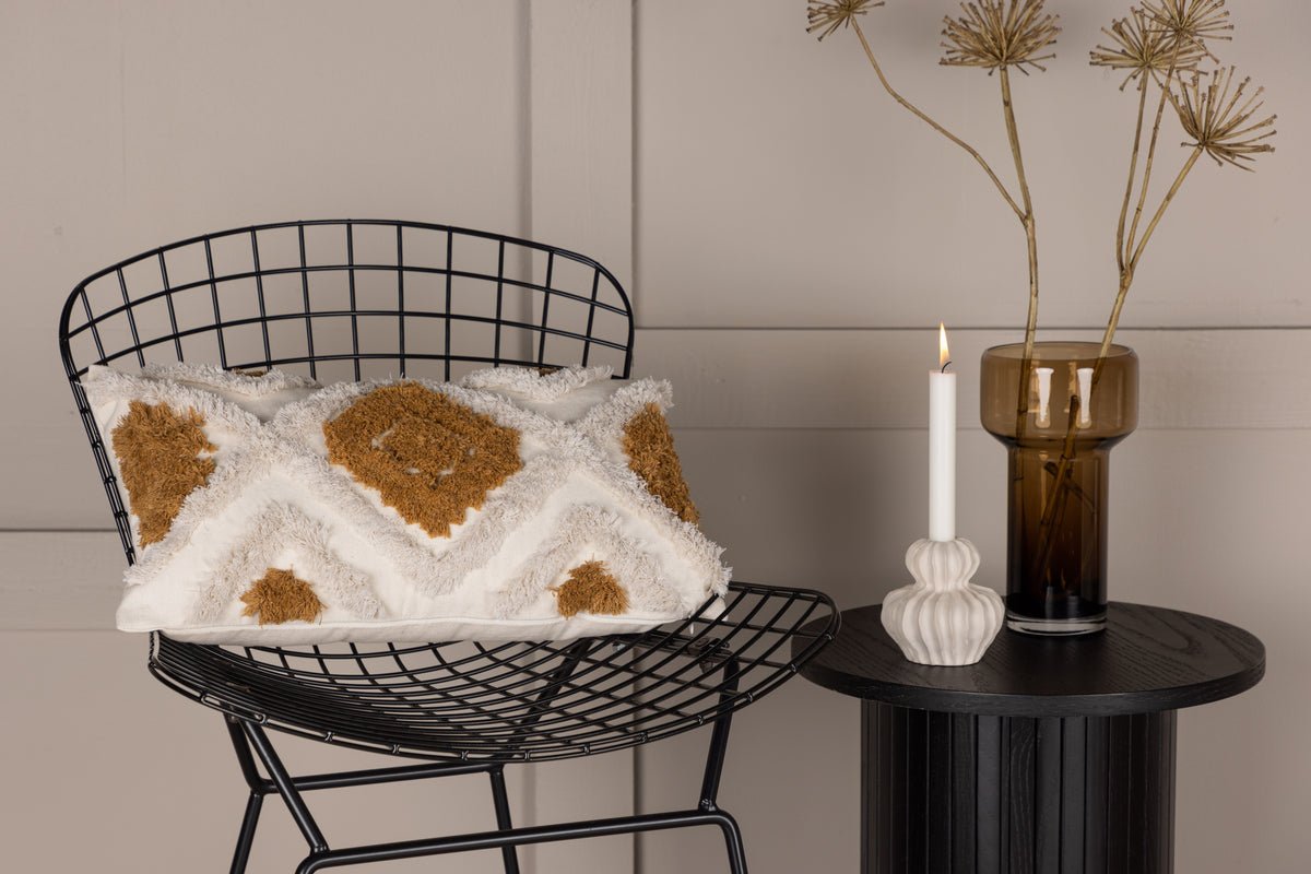 Poťah na vankúš Cadiz - 50x30 cm s hnedo-bielym kosoštvorcovým vzorom