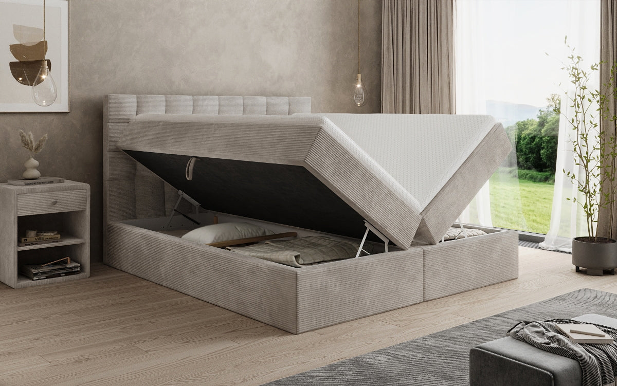 Boxspringbett Como in Cord mit Stauraum
