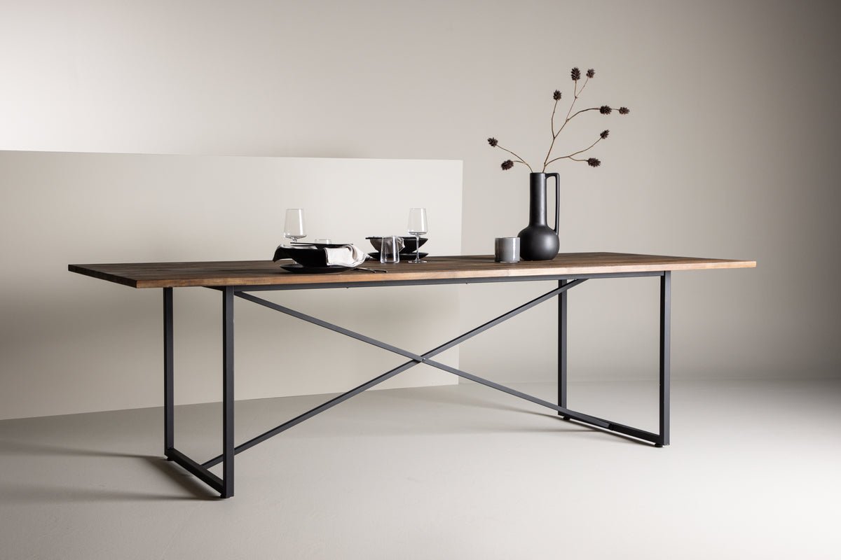 Jedálenský stôl Waiora - s rustikálnou doskou z teakového dreva pre teplú atmosféru