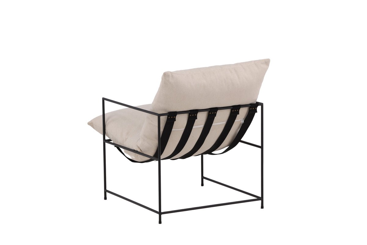 Dizajnové lounge kreslo Sedalia – moderné kreslo s opierkami v béžovej