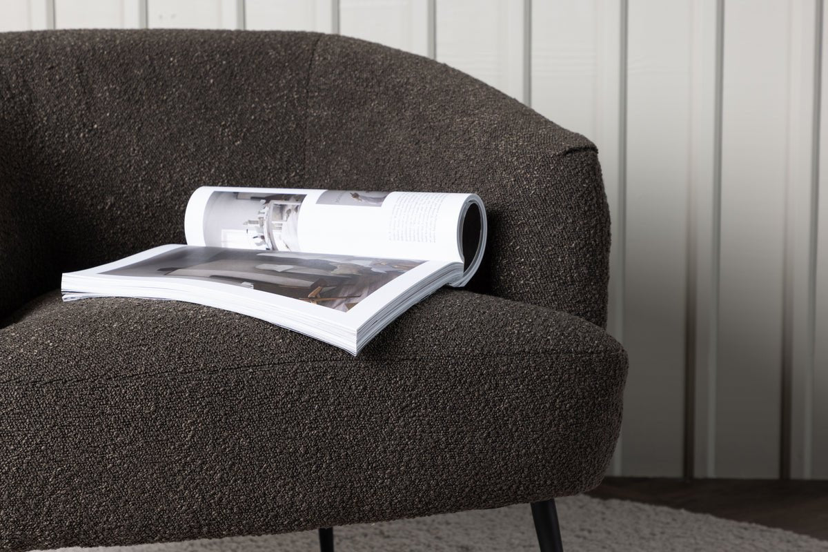 Dizajnové leňošné kreslo Maleno – bouclé relaxačné kreslo v antracitovej farbe