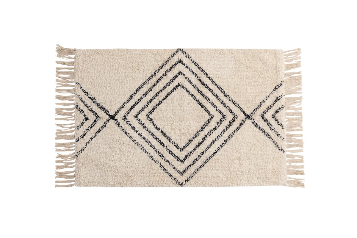 Kúpeľňová predložka Ubud - v čierno-bielom dizajne z savého bavlneného materiálu