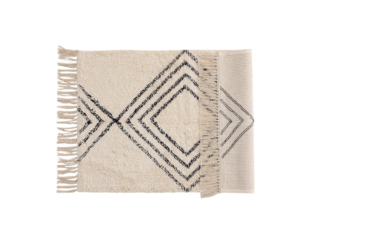 Kúpeľňová predložka Ubud - v čierno-bielom dizajne z savého bavlneného materiálu