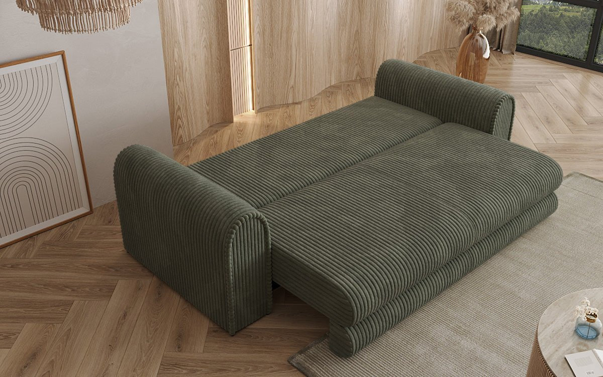 Dizajnová pohovka Lil Buddy 3-miestna s rozkladacou funkciou a úložným priestorom v širokom kordovom materiáli