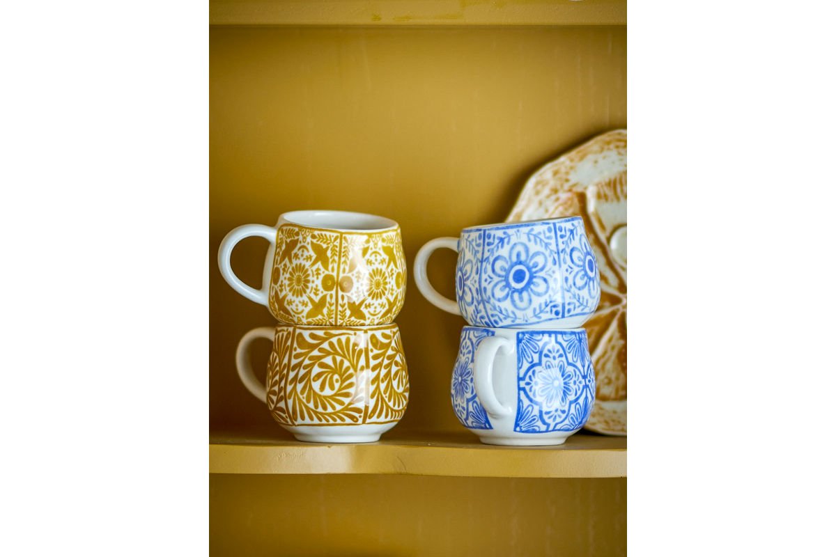 Súprava pohárov Eirvik – modrá - Oranžová kamenina (4-dielna)