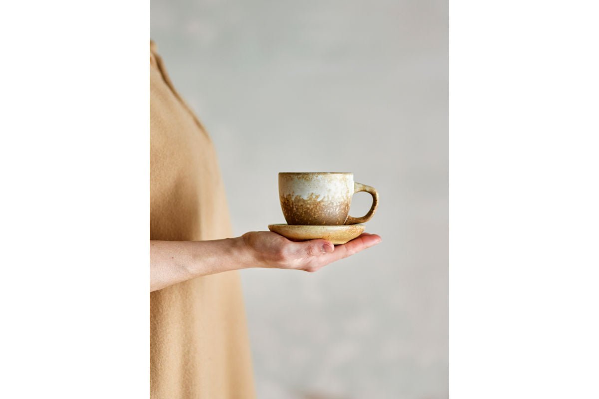 Súprava pohárov Svale – Béžová - Hnedá kamenina (4-dielna)