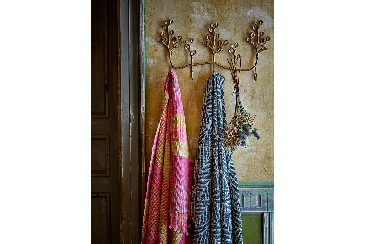 Prehoz na posteľ Elani – pruhovaný vzor v ružovej a žltej