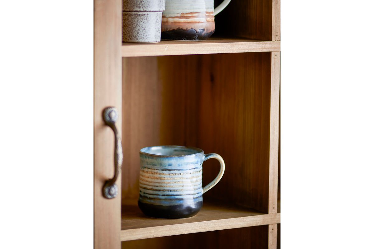 Becher-Set Avena – Reaktive Glasur mit vertikaler Struktur (4er-Set)