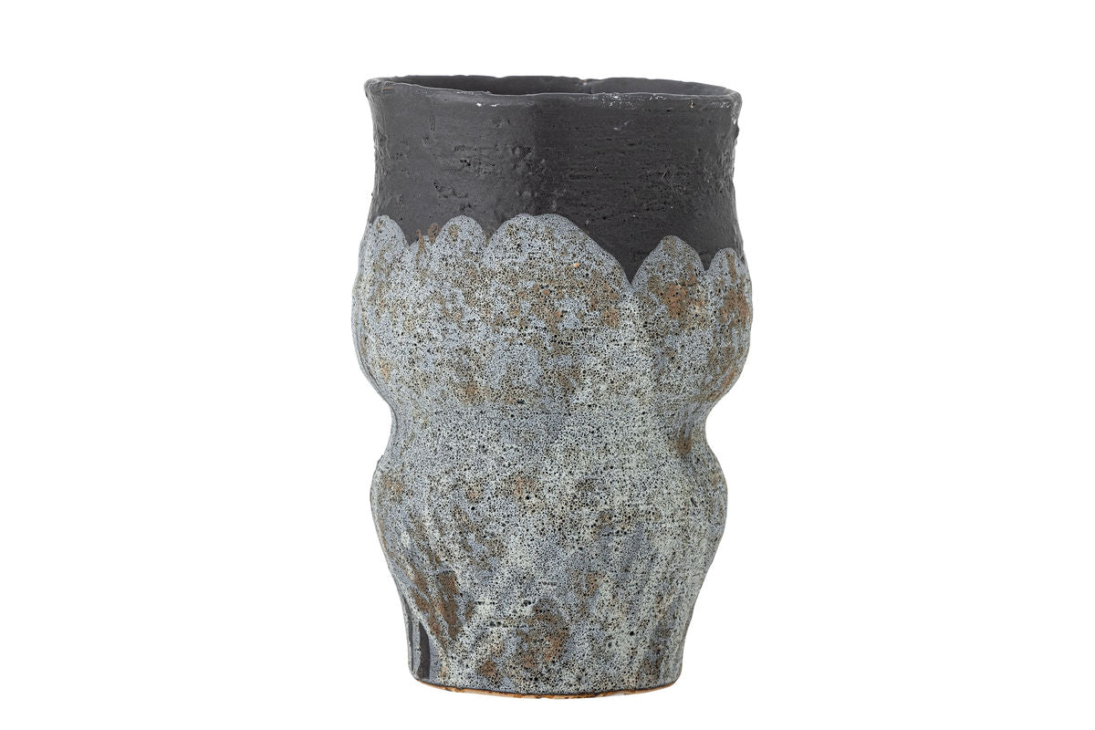 Kvetináč Elvar – Štruktúrovaná glazúra v modrej farbe s prírodnými tónmi