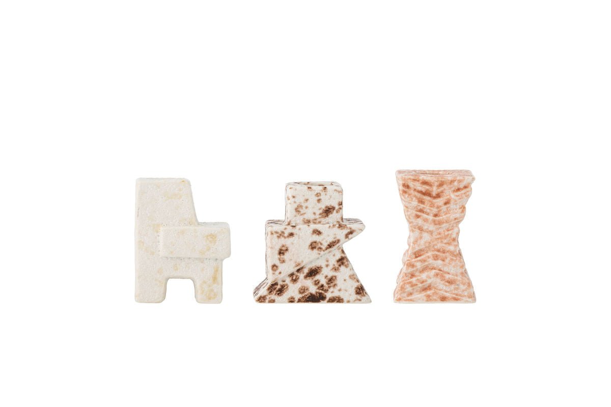 Kerzenhalter-Set Tate – Steingut mit reaktiver Glasur (3er-Set)