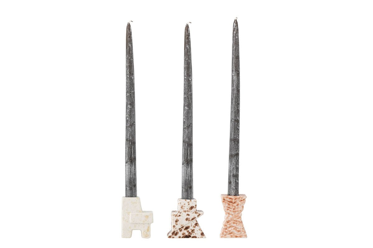 Kerzenhalter-Set Tate – Steingut mit reaktiver Glasur (3er-Set)