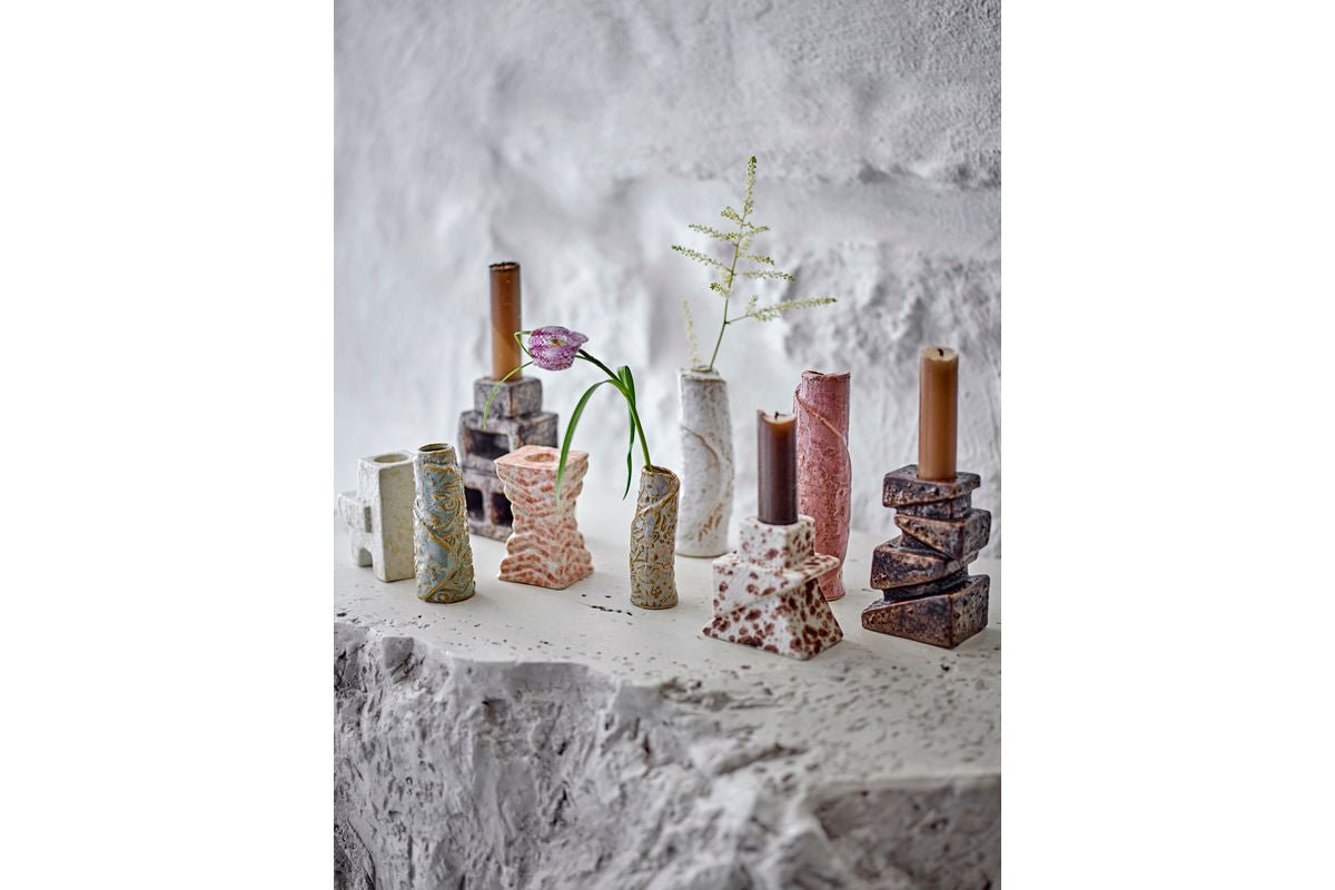 Kerzenhalter-Set Tate – Steingut mit reaktiver Glasur (3er-Set)