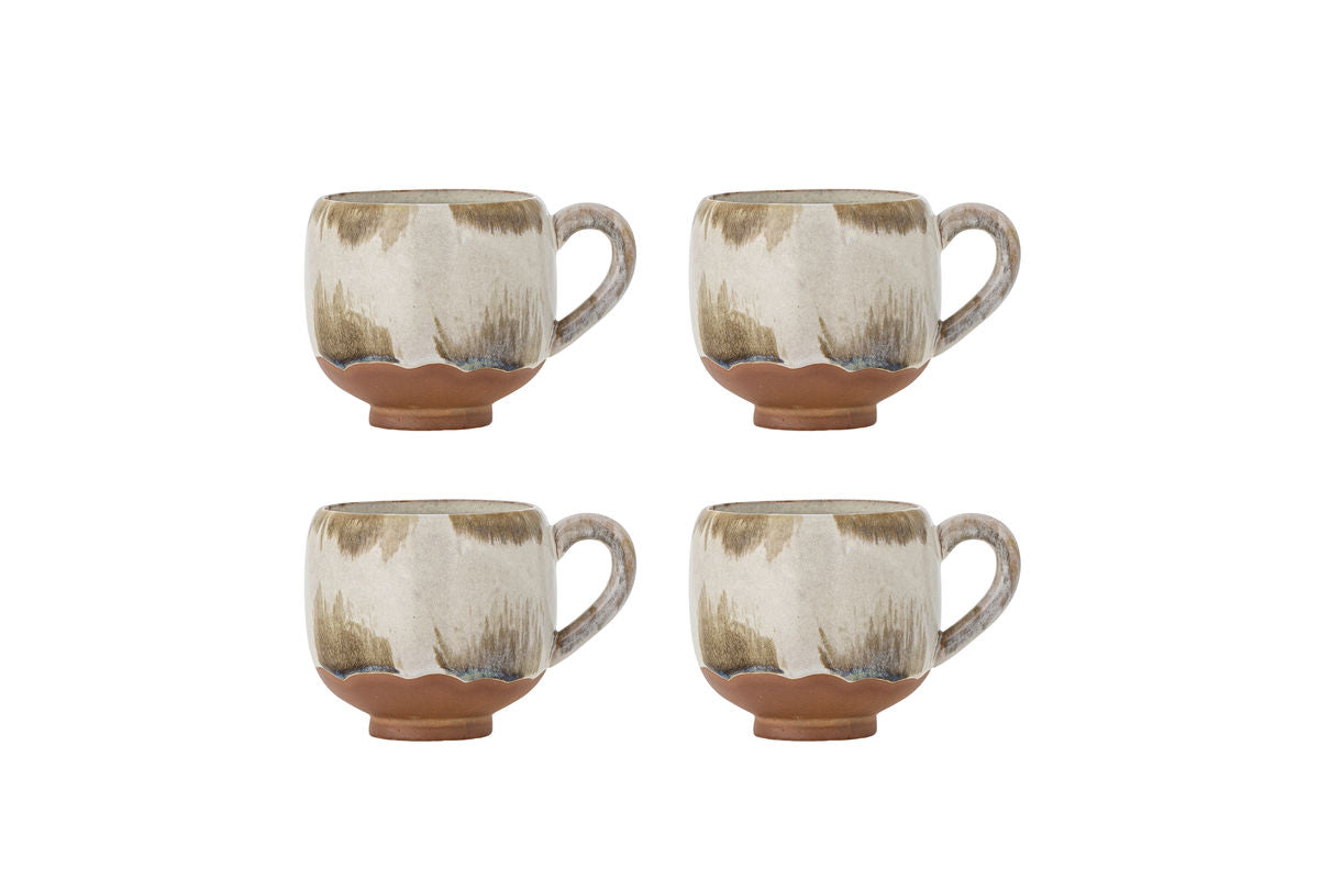 Súprava šálok „Salen“ – Hnedá kameninová keramika (4-dielna)