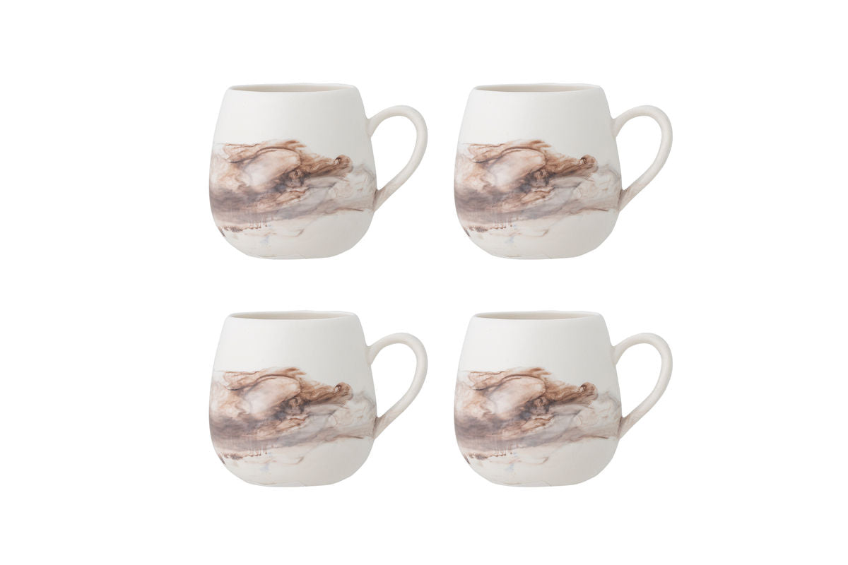 Súprava šálok „Arvona“ – Hnedá kameninová keramika (4-dielna)