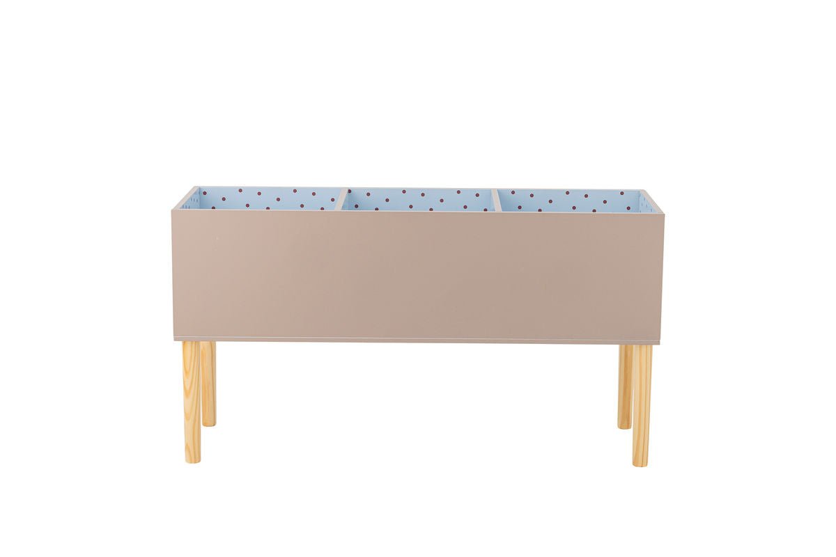 Kinder Bücherregal Mila - in Braun mit weißen Streifen für Bücher & Spielzeug