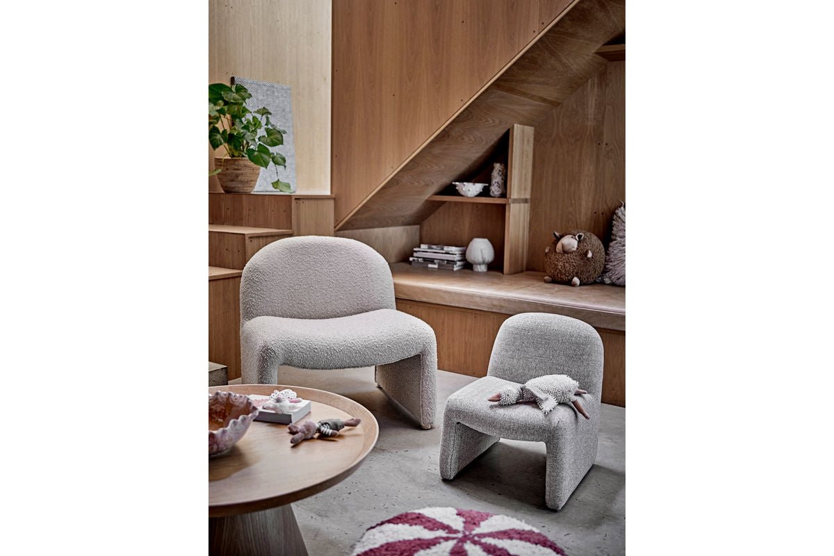 Detská stolička „Noah“ – Sivá, čalúnená látkovým poťahom