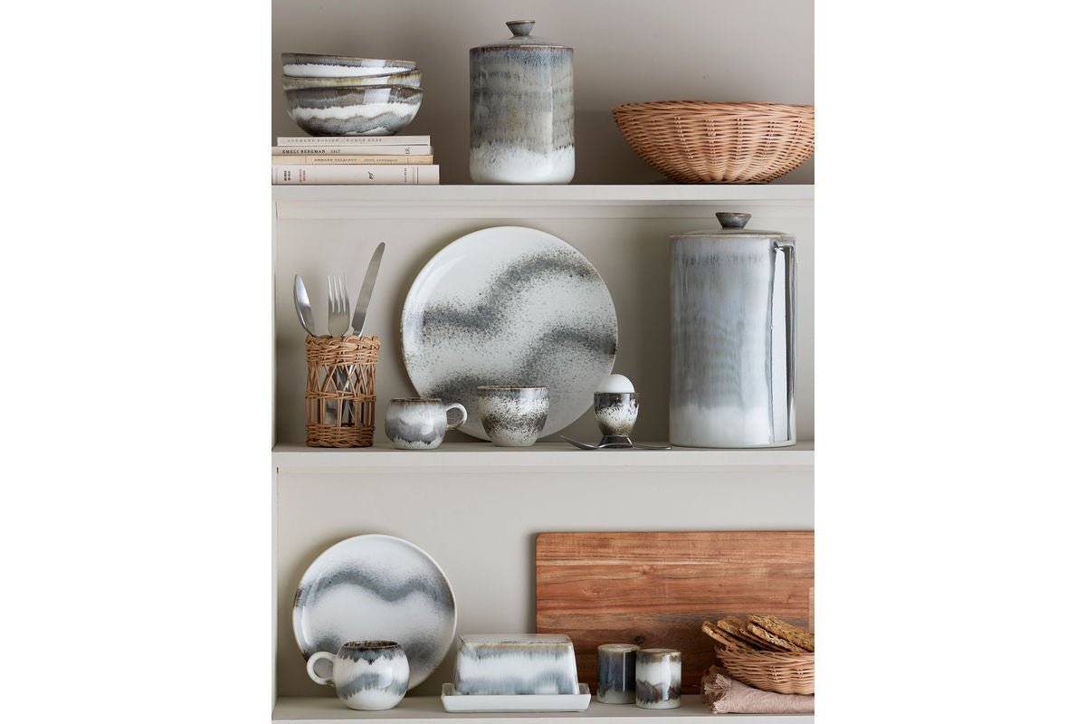 Frühstücksset Liora – Steingut mit strukturierter Glasur (12-teilig)