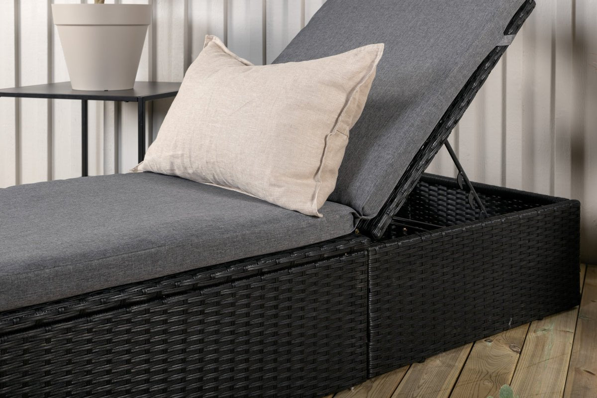 Záhradné lehátko Dakar - vrátane sivého vankúša a nastaviteľného operadla