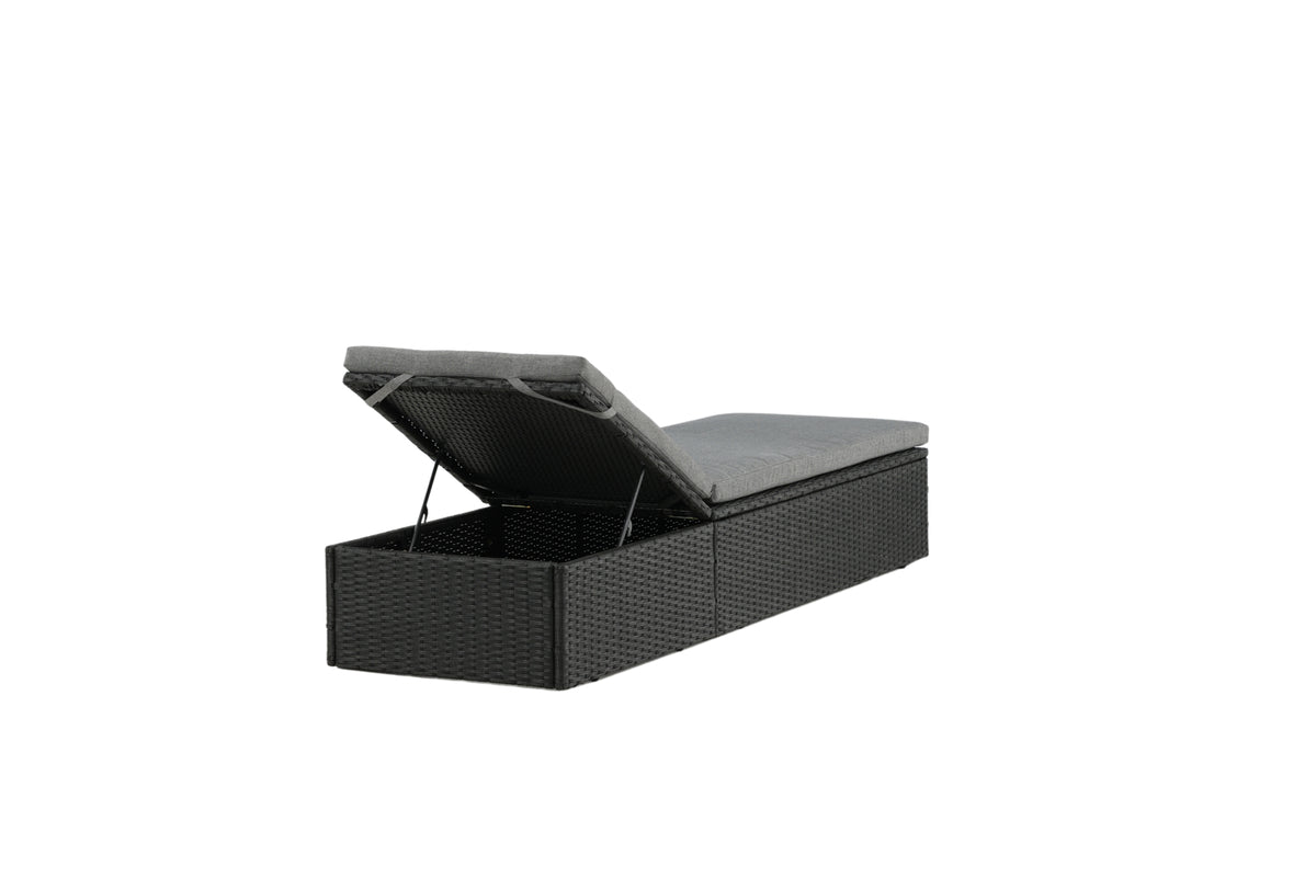Záhradné lehátko Dakar - vrátane sivého vankúša a nastaviteľného operadla