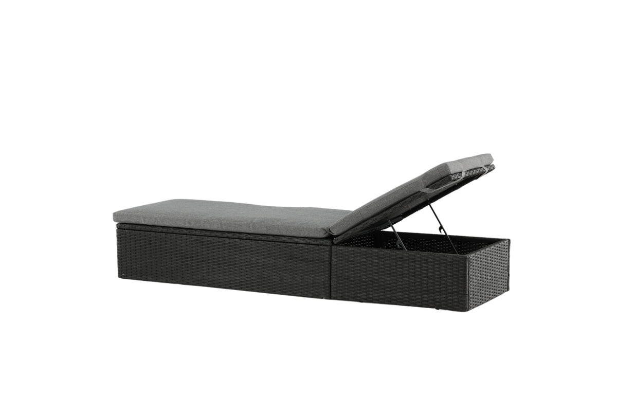 Záhradné lehátko Dakar - vrátane sivého vankúša a nastaviteľného operadla