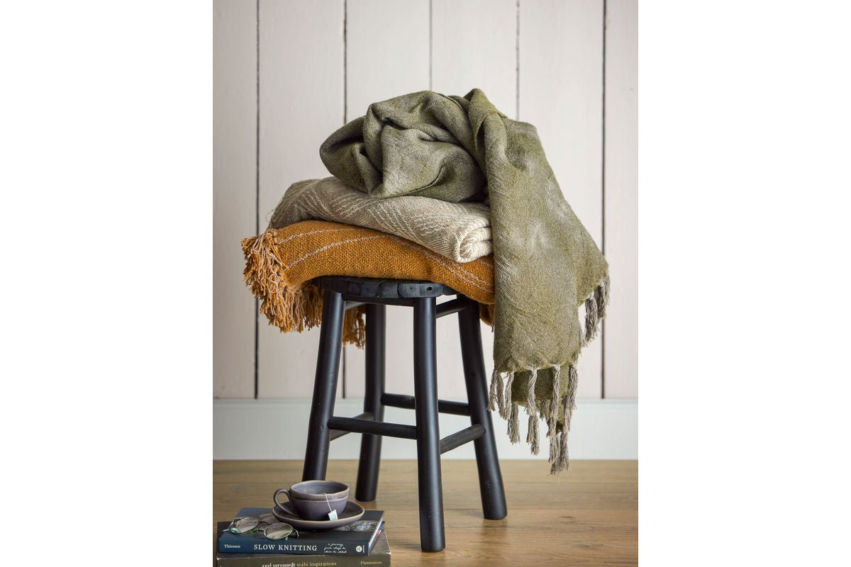 Prehoz na posteľ Cuba – batikovaný dizajn v Zelená z vlnenej zmesi