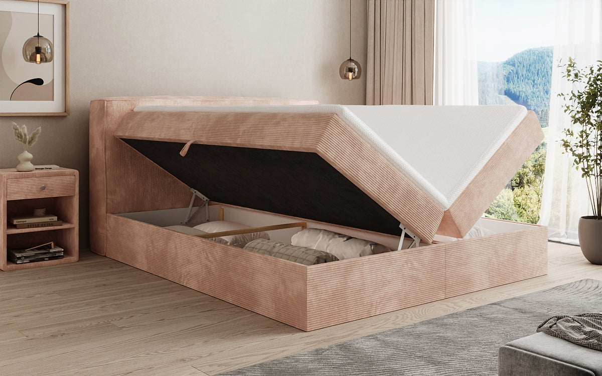 Boxspringbett Marea in Cord mit Stauraum