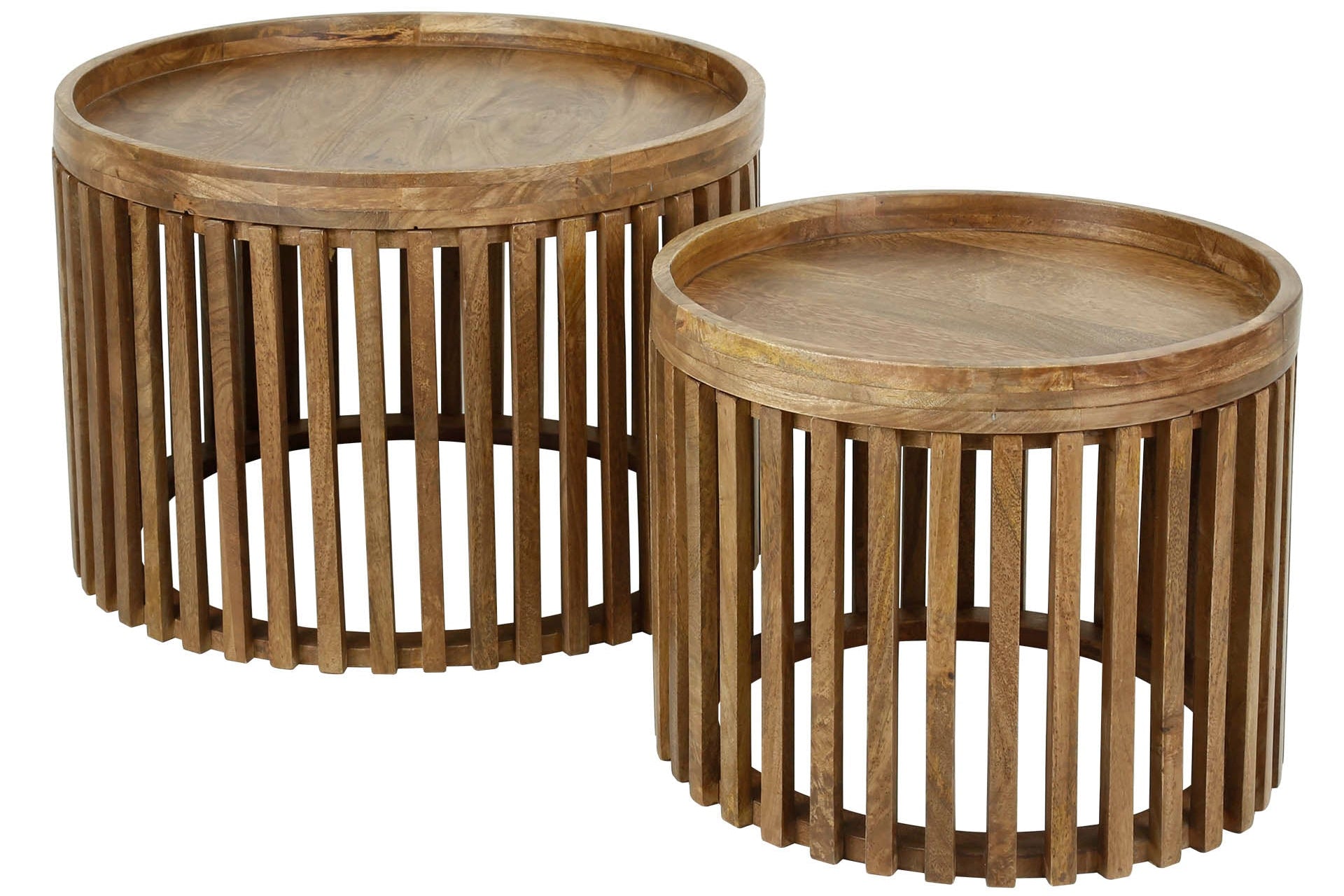 Couchtisch Marula - 2er Set aus Mangoholz mit sandfarbenem Finish