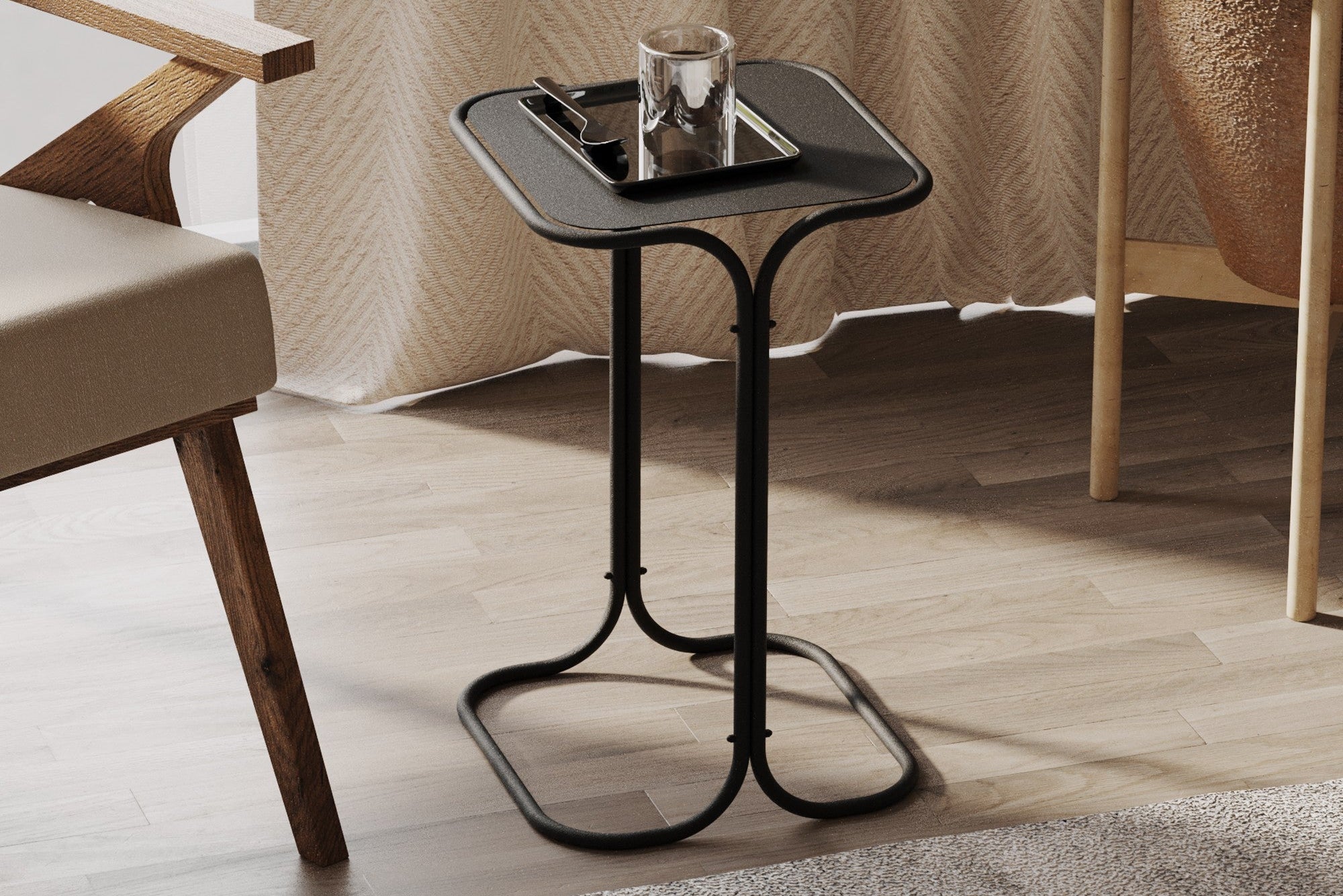 Konferenčný stolík Orento – s čiernym kovovým rámom