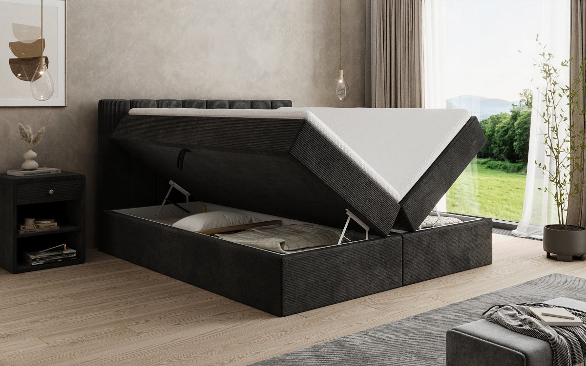 Boxspringbett Sofia in Cord mit Stauraum