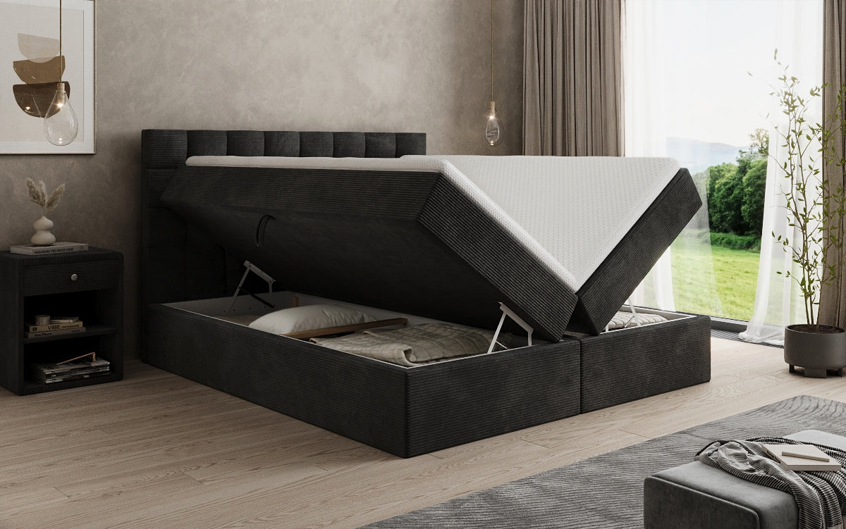 Boxspringbett Como in Cord mit Stauraum