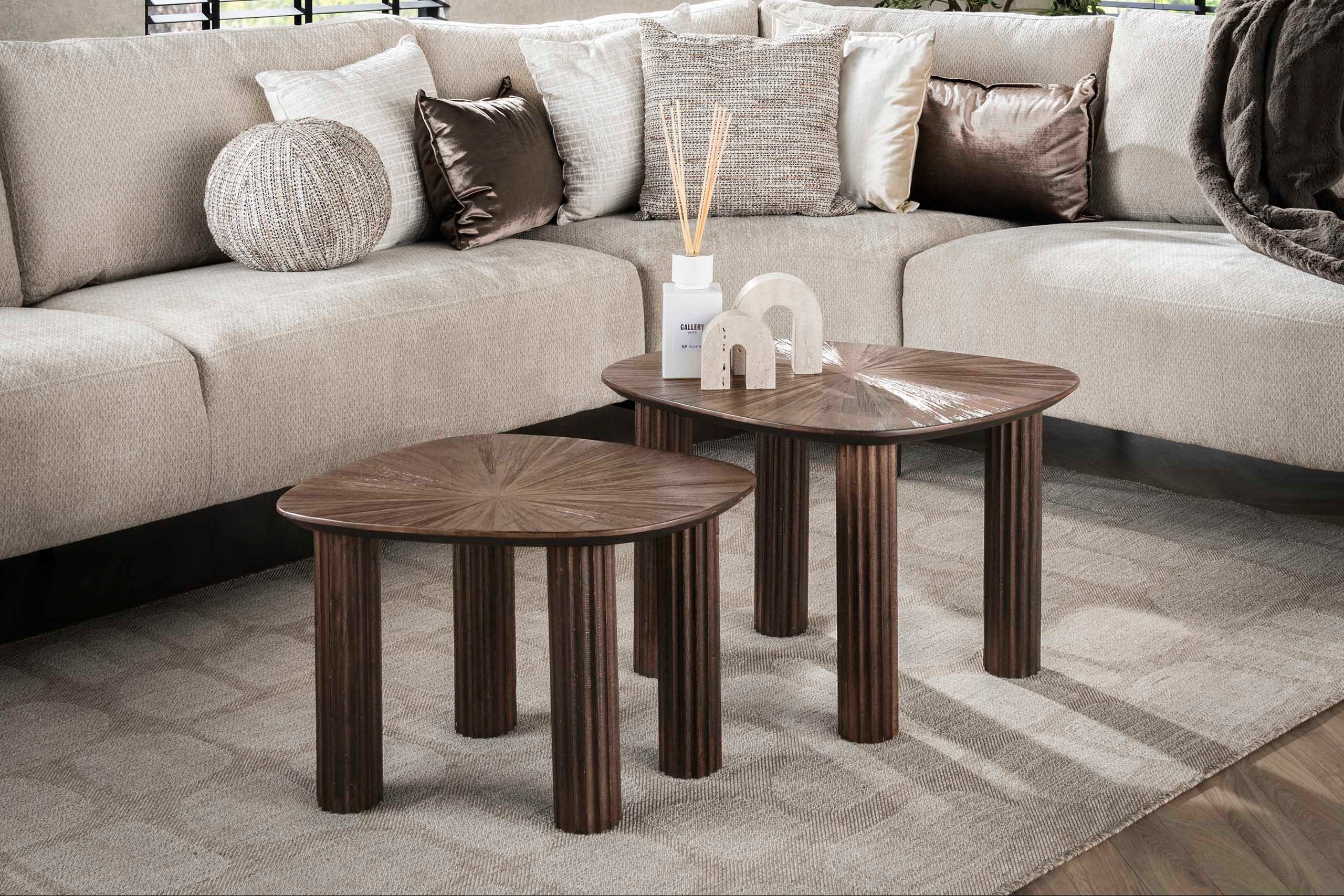 Couchtisch Kivara - 2er Set aus hochwertigem Teakholz im Viereck-Design