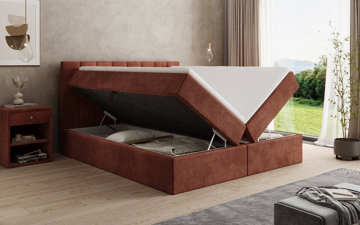 Boxspringbett Sofia in Cord mit Stauraum