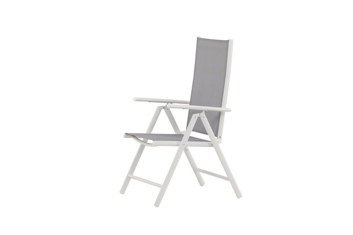 2er Set Gartenstuhl Awa - weißes Gestell aus Aluminium, Sitzfläche aus Textilene, verstellbare Rückenlehne